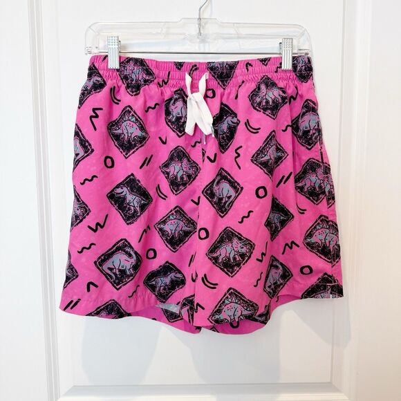Chubbies Mens Lined Swim Trunks Size Large Pink Dinosaur 5.5in Quick Dry - Picture 1 of 7